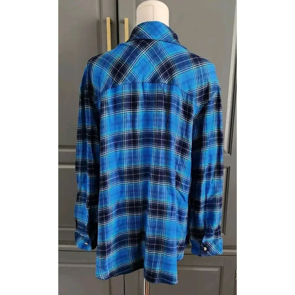 JUSTICE GIRLS Plaid Long Sleeve Button Front Shirt XXL Plus 16P/18P NWT